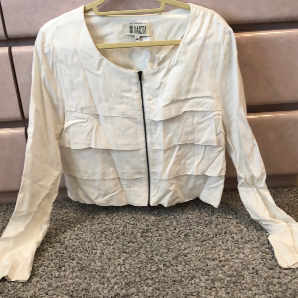 White Cropped Zip